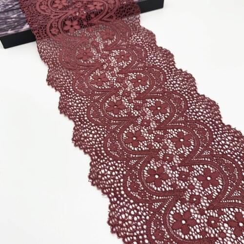 3y/lot Width 16.50cm Matte Dark Red Elastic Stretch Lace Trim Skirt Hem Dress Sewing Applique Costume Clothing Accessory Fabric