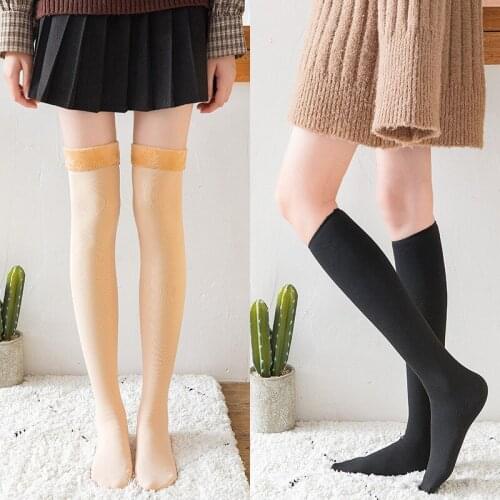 4 Pieces=2 Pairs/Pack Sexy Women Long Socks Thermal Stockings Warm Thigh Knee High Fleece Snow Boots Floor Sleeping Socks TJ3054