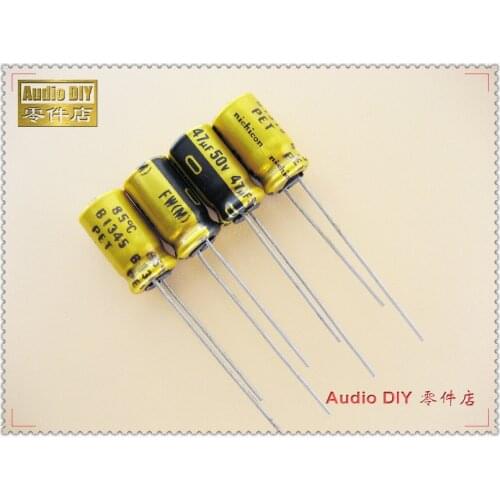 50pcs Nichicon FW Series 47uF/50V Audio Electrolytic Capacitor