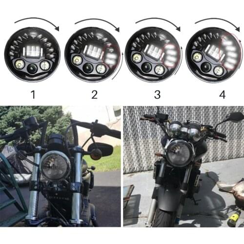 7Inch LED Round Adaptive Motorcycle Headlight with Hi/Lo Beam Projector moto 7" Round Headlamp for Harley Motor 7"