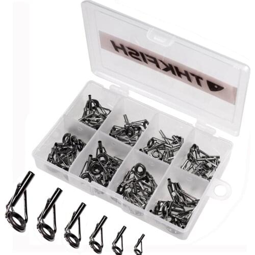 80Pcs 1.8mm-2.6mm Fishing Rod Eyes Guides Top Ring Set Tarnish Black Stainless Raft Fishing Rod Guide Tip Tops Repair Kit