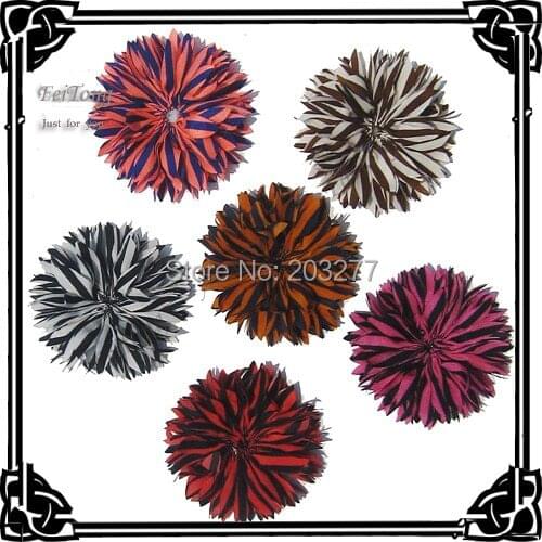 Free shipping!!24pcs/lot DIY 6colors stripe fabric flower mix order