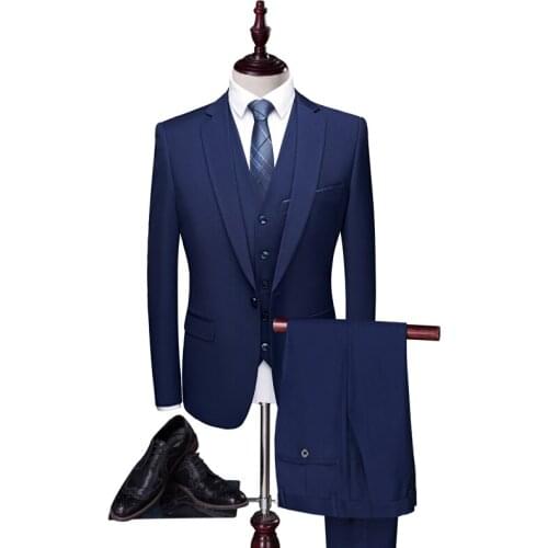 Blazers Pants Vest Sets /2021 Spring Autumn Fashion Suits /Mens Casual Business Solid color 3 Piece Suit Jacket Coat Trousers