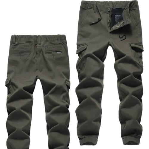 Men thickening Fleece Winter Warm high quality Cargo Pants Man Military Tactics Multi pocket Casual Straight Trousers Overalls