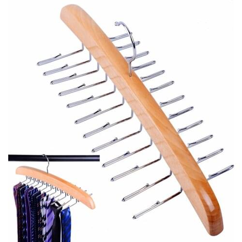 Wooden Tie Hanger Ties Organizer Rack Hanger Belt Scarf Cloth Accessories Rack Organiser for Men, Women, Family, Home and Office