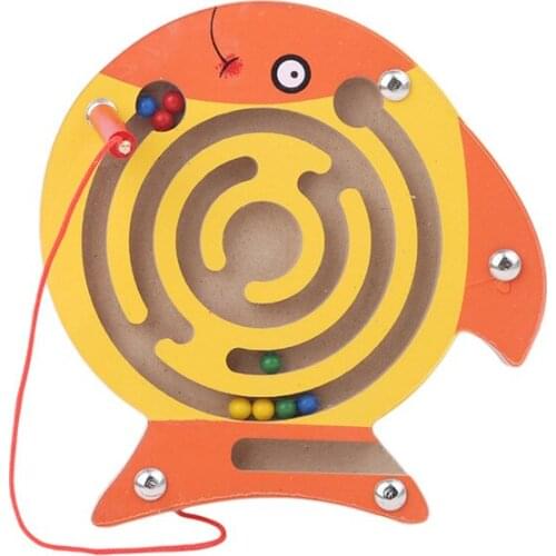 Children Magnetic Maze Toys Kids Wooden Puzzle Game Toy Kids Early Educational Brain Teaser Wooden Toy Intellectual Jigsaw Board