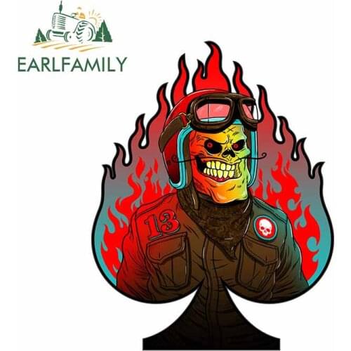 EARLFAMILY 13cm x 10.1cm For Skull GRIN RIDER Scratch-Proof Car Sticker Creative Graphics Decal Graffiti Bumper Decoration