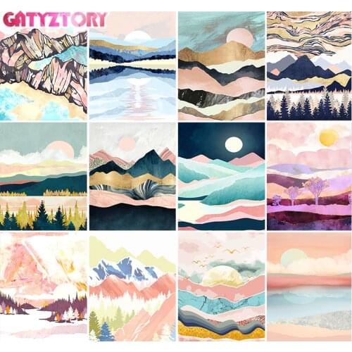 GATYZTORY Painting By Numbers Kits For Adults HandPainted Sunset Landscape Modern Wall Art Canvas Painting Diy Gift Arts