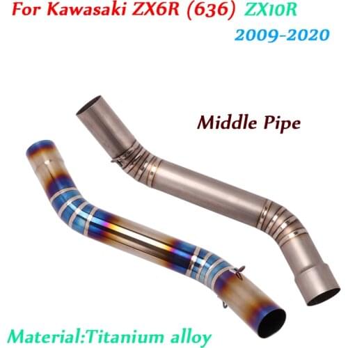 Motorcycle Titanium alloy Middle Link Pipe Escape 51mm Exhaust Muffler Pipe DB Killer For Kawasaki ZX6R ZX636 ZX10R 2009-2020