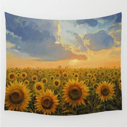 2021 New Printed Polyester Tapestry Sunflower Landscape Tapestry Wall Hanging