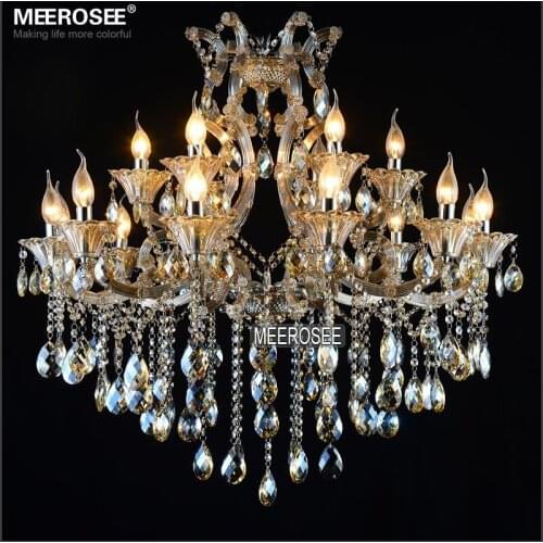 Maria Theresa Crystal Chandelier Lighting lampara Cognac LED Crystal Lustre 18 Light Lamp for Lobby Stair Hallway project MD2225