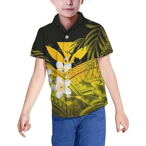 HYCOOL Yellow Samoa Girl Birthday Cartoon T Shirt for Girls Tshirt Kids Clothes Boys Hawaii Flower Print Summer Short Sleeved
