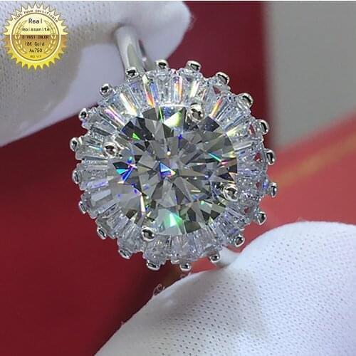 18K White Gold Ring DVVS Moissanite Diamonds 1 2 3 4 5 Carat Round Wedding Party Engagement Anniversary Ring
