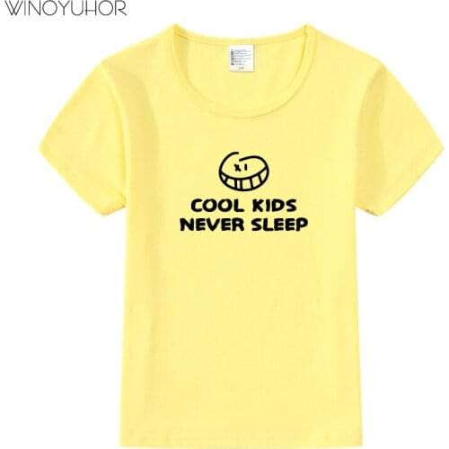 Cool Kids Never Sleep Letters Print T-Shirt Cotton Baby Boys 2020 New Summer Short Sleeve Cotton Tee Tops Funny Streetwear