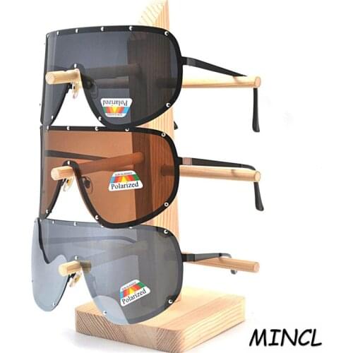 MINCL/ Polarized Luxury Oversized Sunglasses Women Men Brand Designer Rimless Large Goggle Sunglasses Driving Gafas with box FML