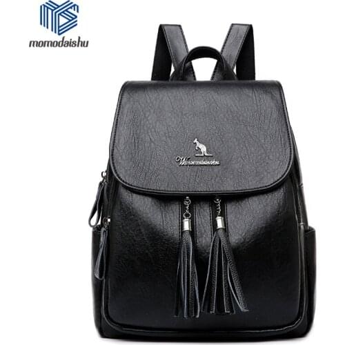 Fashion Women Backpack 2021 Travel Large Tassel Backpack PU Leather Handbag Schoolbag For Girls Womens bag Female Shoulder Back