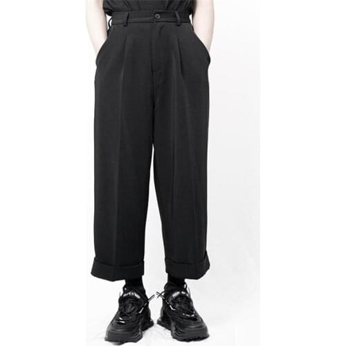 2021 mens Casual Pants Capris loose hem flared pants