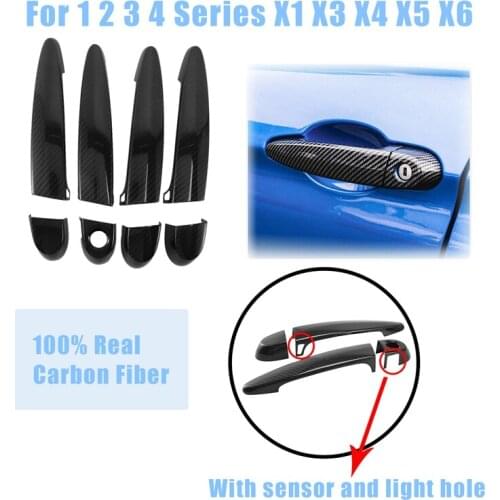 Real Carbon Fiber Outside Exterior Door Handle Cover Trim For-BMW 1 2 3 4 Series E90 F30 F34 X1 E84 X3 F25
