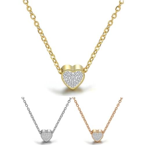 2021 New Fashion Jewelry female Crystal from Swarovskis 3 Colors Simple Love Titanium Steel Necklace Fit Women As Sweet Gifts