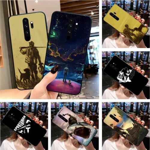 Hunting animal and fishing man Phone Case for Redmi 9A 8A 7 6 6A Note 9 8 8T Pro Max Redmi 9 K20 K30 Pro