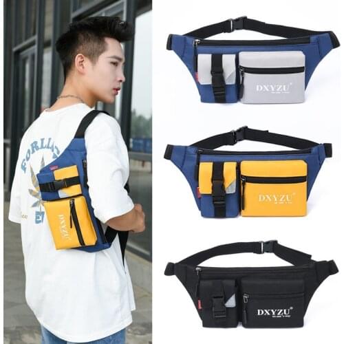 Casual Waist Pack Men Phone Pouch Canvas Crossbody Bag Fashion Male Belt Pack Hip Waist Pack Chest Bags For Men Shoulder Pouch