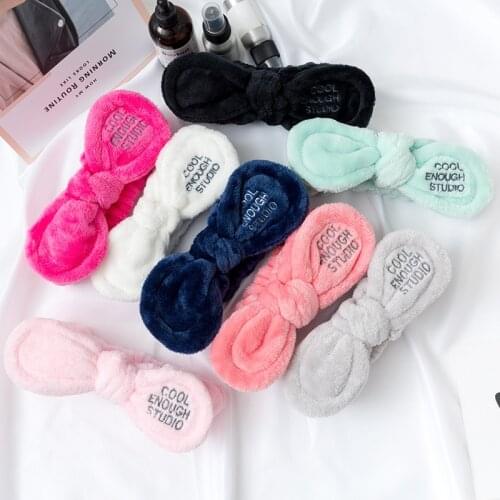 Wash Face Hair Holder Hairbands Soft Warm Coral Fleece Bow Animal Ears Headband For Women Girls Turban Fashion Hair Accessories