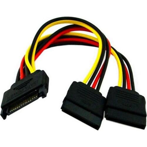 10 Pieces of 15Pin Sata Male to 2 Female 15Pin Power Hard Disk Splitter Connector Power Cord, Cable Length 20cm