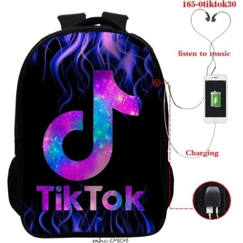 Tik Tok Backpack Student Usb Charging Children School Bag Breathable Big Capacity Waterproof Teenager Student Laptop Backpacks