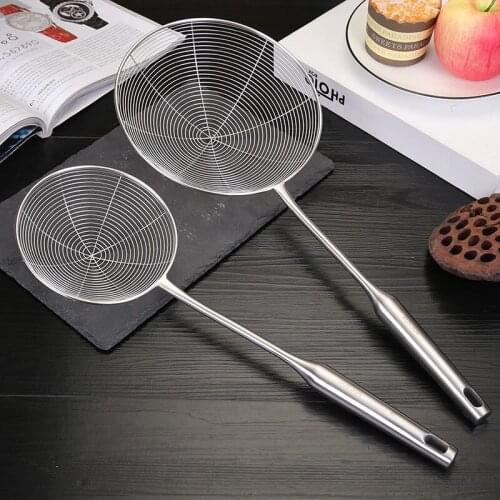 Stainless Steel Noodles Mesh Strainer Dumplings Colander Ladle Skimmer Kitchenware Heat-Resistant Kitchen Cooking Tool