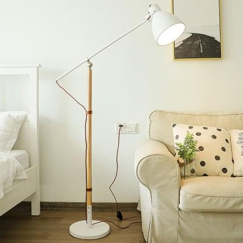 Nordic Iron Wood Floor Lamps for Living Room Modern Led Floor Light Vertical Standing Lights Bedroom Office Stand Light Fixtures