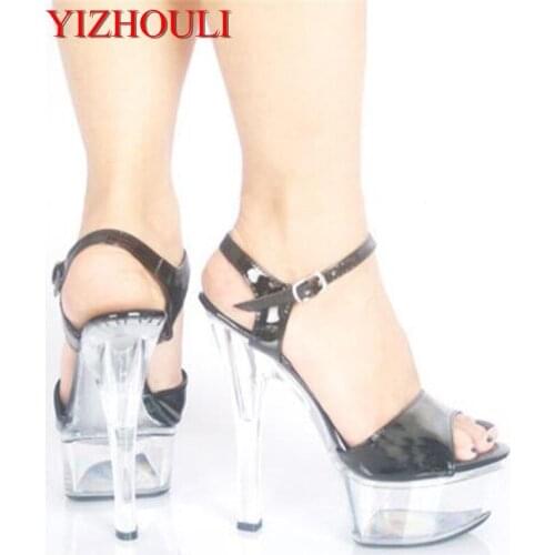 Special waterproof Taiwan hollow out sandals Rome crystal shoes 15 cm high heels catwalk show dancing shoes