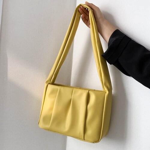 Soft Leather Shoulder Bags For Women French Style Single Shoulder Purse Solid Color Handbag Luxury Women Tote Bags Female Bolso