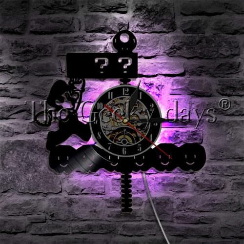 Retro Adventure Action Game LED Night Lamp Vinyl Record Wall Clock Modern Wall Lamp Mushroom Video Game Home Decor