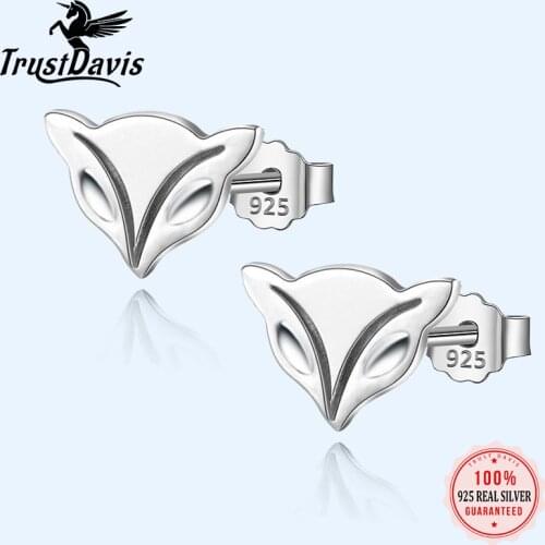 Trusta Newest 925 Sterling Silver Womens Jewelry Fashion Tiny 6mmX9mm Fox Stud Earrings Gift For Girls Kid Lady Women DS141