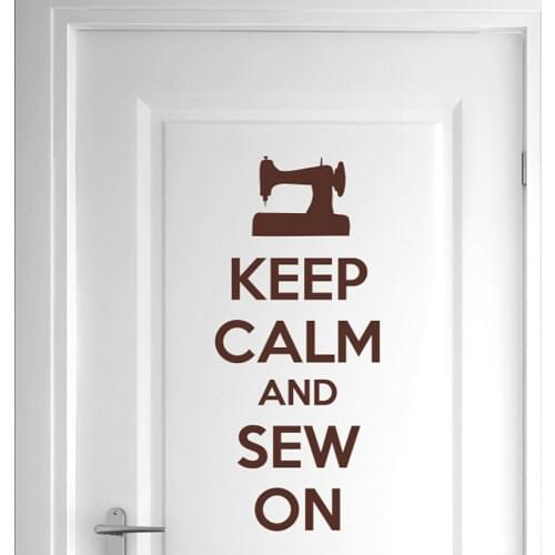 Sewing Quotes Vinyl Wall Decals Keep Calm And Sew On Room Door Wall Stickers Tailor Shop House Decoration Window Decor Y657