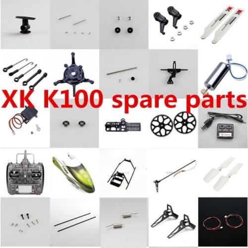 Wltoys XK K100 RC Helicopter spare parts main tail motor baldes servo gear set rotor head group Shamrock Spindle set Screw set