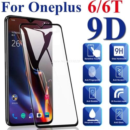 9d Tempered Glass for Oneplus 6T Screen Protector 6.41" Full Screen Cover for Oneplus 6 Glas 1plus One + Protect Film Tempered