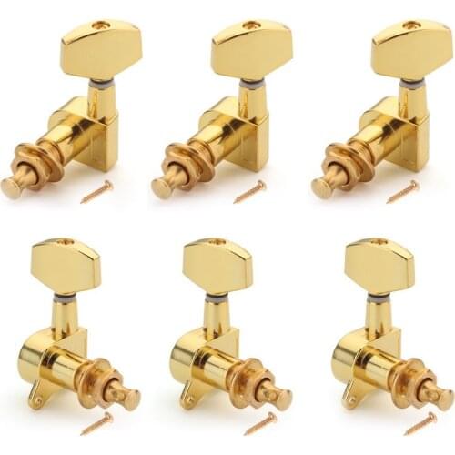 Zebra 6pcs/Set Chrome Gold Guitar String Tuning Pegs Tuners 3R+3L Machine Heads Ukulele Guitar Parts For Stringed Instruments