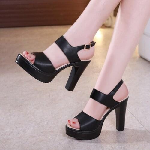 Plus Size 32-43 Block Heel Platform Sandals Thick Bottom Summer 2021 High Heels Sandals Women Elegant Shoes for Model Office