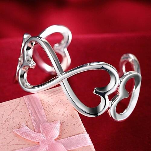 New Fashion 100% 925 Sterling Silver 8-Shaped Heart Cuff Bangle Bracelet Women Jewelry Big Bangle