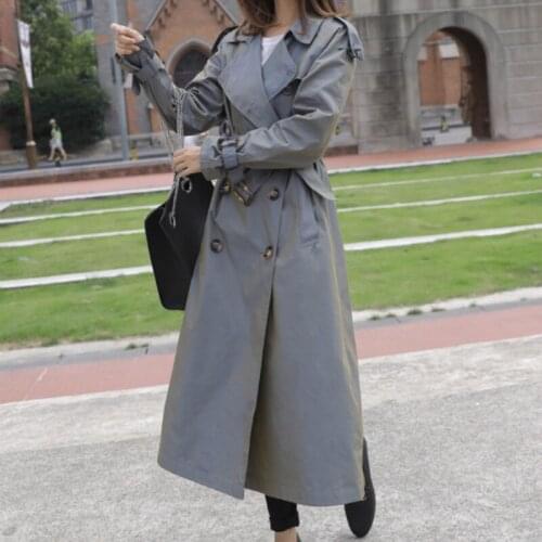 2020 British Style Victorian Trench Coat Waterproof Chameleon Cotton Long Femme Double-Breasted Lady Duster Coat Blue Pink