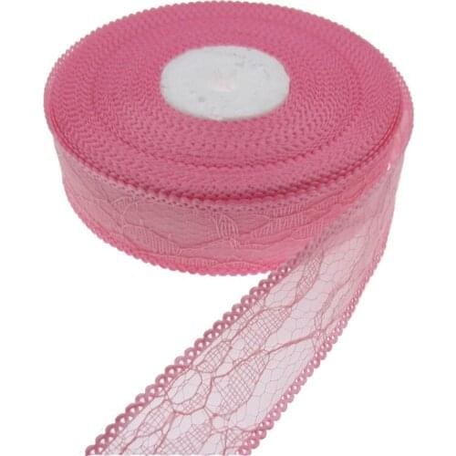 1Roll 20yards 1" 25mm pink lace ribbon polyester ribbon for craft packaging scrapbook Decorations