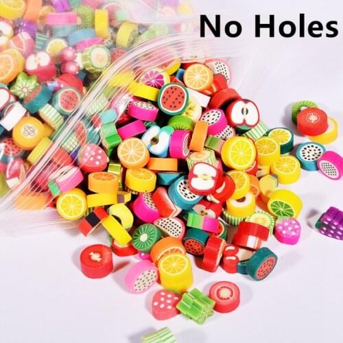 100pcs 4mm Color Fruit/flowers Beads Polymer Clay Beads Polymer Clay Spacer Loose Beads for Necklace DIY Bracelet Accessories