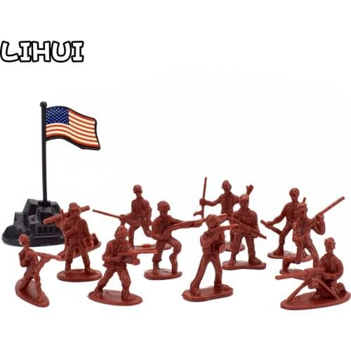100pcs/set 12 Poses Military Soldiers Model Toy Random Color Plastic Army Modeling for Boy Toys Educational Gift for Children