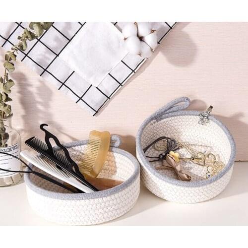 2 Mini Woven Baskets Round Cotton Rope Basket Little Storage Baskets for Organizing for Decor Baby Toy Keys Snack Gifts