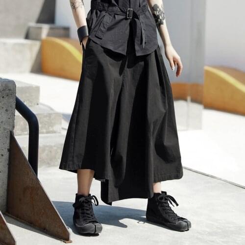 2020 spring and summer dark wind irregular do old casual nine cents culottes skirt girl