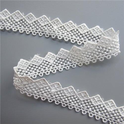 5 yard White Polyester Rhombus Embroidered Lace Trim Ribbon Fabric Handmade DIY For Garment Sewing Supplies Craft Decoration 2cm