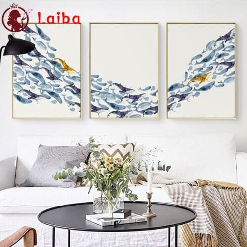 5D DIY Diamond Painting Cartoon blue and golden whale cross stitch full square/round diamond mosaic embroidery home decor3pcs