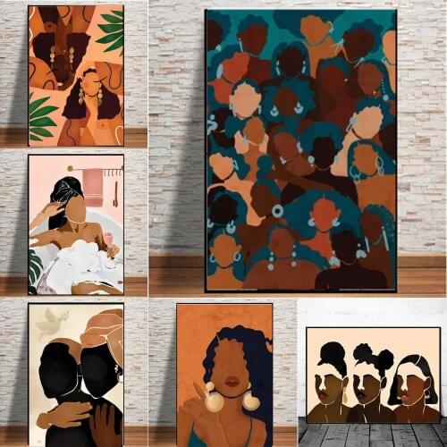 Abstract Aqua Womxn Canvas Paintings Posters And Prints Wall Art Sisters I Posters Picture For Living Room Decoration No Frame