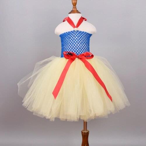 Snow White Princess Cosplay Tutu Costume Baby Birthday Party Princess Dresses Long Tutu Dress for Girls Halloween Costume 0-12Y
